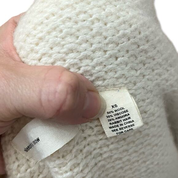 Anthropologie Sleeping On Snow Fringe Cable Knit Cardigan XS Cream Wool Blend - Picture 5 of 7
